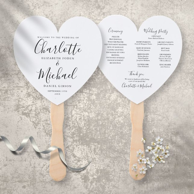 Schwarz-Weiß-Hochzeitsprogramm Herz Fächer (Von Creator hochgeladen)
