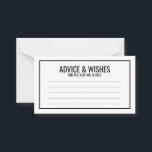 Schwarz-Weiß-Hochzeitsratgeber und Wünsche Hinweiskarte<br><div class="desc">Schwarz/Weiß Hochzeitsratgeber und Wunschkarte mit ihren Informationen in schwarzem,  fett formatiertem serifenem Schriftart mit schwarzem Rechteck. Klicken Sie auf die Schaltfläche Anpassen,  um das Design zu personalisieren.</div>
