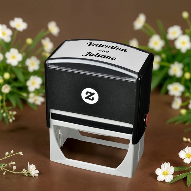 Schwarz-Weiß-Hochzeitsstempel Permastempel (Typography style black and white wedding stamp)