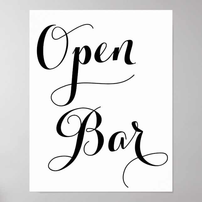 Schwarz-Weiß-Hochzeitssymbol für offene Bar Poster (Vorne)