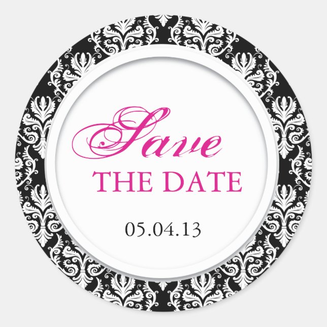 Schwarz-Weiß-Hochzeitsticker Runder Aufkleber (Vorderseite)