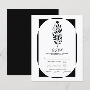 Schwarz-weiß hohe Blumenhochzeit Moderne Jahrgänge Einladung