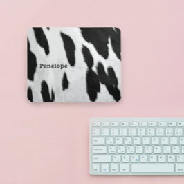 Schwarz-Weiß-Holstein-Kugel mit Namen Mousepad