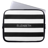Schwarz-weiß Horiz Preppy Strip #2 Name Monogram