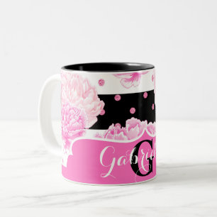 Schwarz-Weiß Horizontale Streifen Zweifarbige Tasse