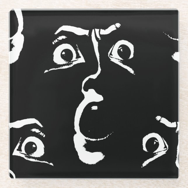Schwarz-Weiß-Horror Glasuntersetzer (Vorderseite)
