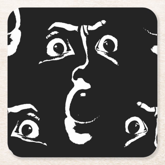 Schwarz-Weiß-Horror Rechteckiger Pappuntersetzer (Vorderseite)