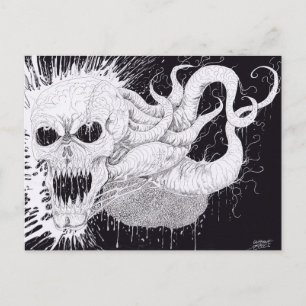Schwarz-Weiß-Horror Skull Art Postkarte