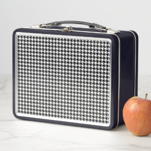 Schwarz Weiß Houndstooth-Gewebe Abstrakte Figuren Metall Brotdose