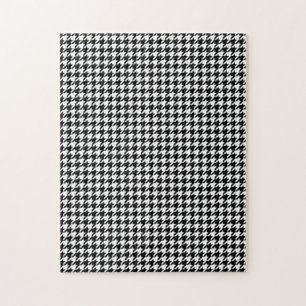 Schwarz Weiß Houndstooth-Gewebe Abstrakte Figuren Puzzle