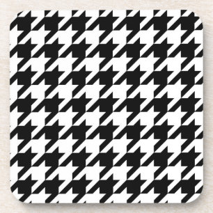 Schwarz Weiß Houndstooth Karo Getränkeuntersetzer