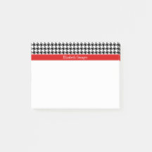 Schwarz Weiß Houndstooth Rot Name Monogramm