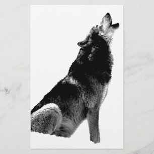 Schwarz-weiß Howling Wolf Briefpapier