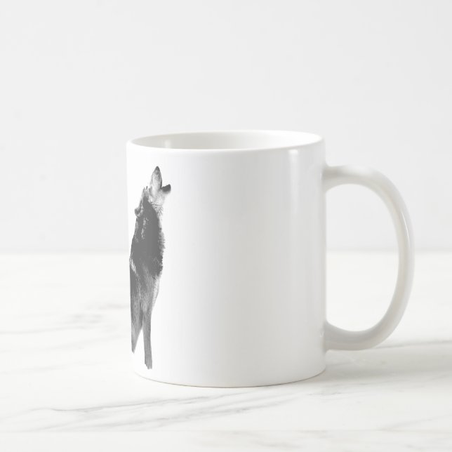 Schwarz-weiß Howling Wolf Tasse (Rechts)