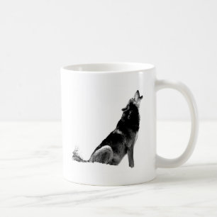 Schwarz-weiß Howling Wolf Tasse
