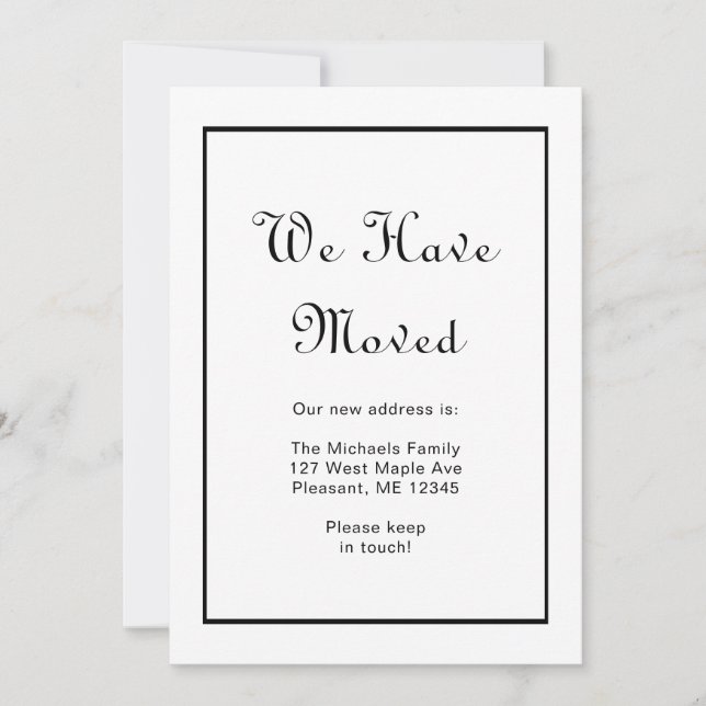 Schwarz-Weiß-Hübsche Punkte - Adressänderung Ankündigung (Vorderseite)