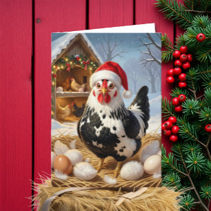 Schwarz-Weiß-Huhn und Weihnachtswitz   Lustig  Karte