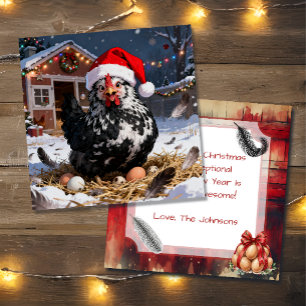 Schwarz-Weiß-Huhn und Weihnachtswitz Lustig Karte