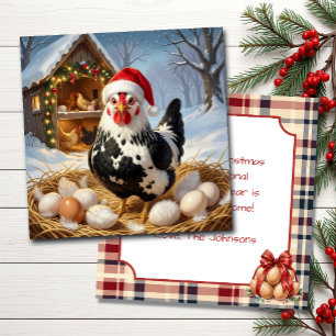 Schwarz-Weiß-Huhn und Weihnachtswitz   Lustig  Karte