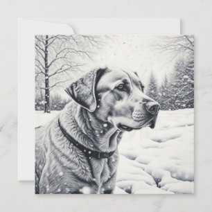 Schwarz-Weiß-Hund-KI-Sketch-Winterlandschaft
