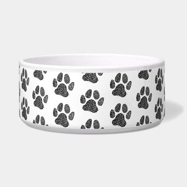 Schwarz-Weiß-Hund-Paw-Druck Napf (Vorderseite)