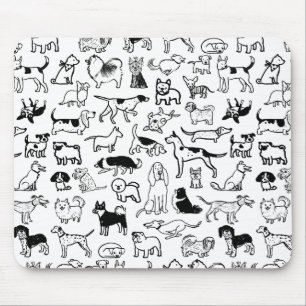 Schwarz-Weiß-Hunde-Muster   Coole Canine Lover Mousepad