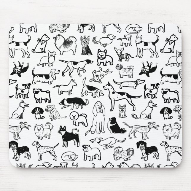 Schwarz-Weiß-Hunde-Muster | Coole Canine Lover Mousepad (Vorne)