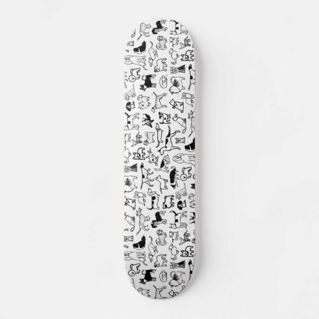 Schwarz-Weiß-Hunde-Muster | Coole Canine Lover Skateboard (Vorderseite)