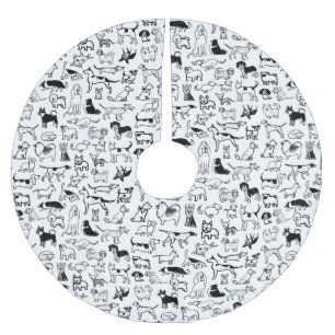 Schwarz-Weiß-Hunde-Muster  Niedlich Canine Lover' Polyester Weihnachtsbaumdecke