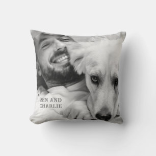 Schwarz-Weiß-Hundefoto Kissen
