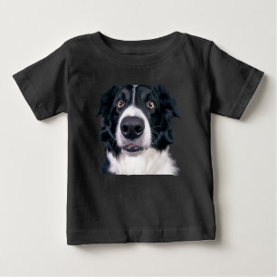 Schwarz-Weiß-Hundegesicht Baby T-shirt