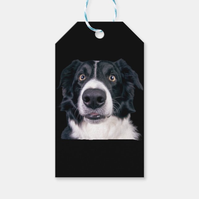 Schwarz-Weiß-Hundegesicht Geschenkanhänger (Vorderseite)