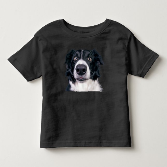 Schwarz-Weiß-Hundegesicht Kleinkind T-shirt (Vorderseite)