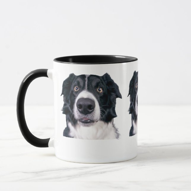 Schwarz-Weiß-Hundegesicht Tasse (Links)