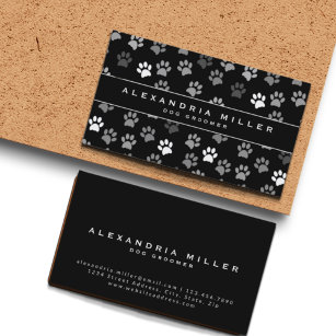 Schwarz-Weiß-Hundekuppeldruck   Pet Groomer Visitenkarte