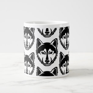 Schwarz-Weiß-Husky-Portrait Lino Cut Print Jumbo-Tasse