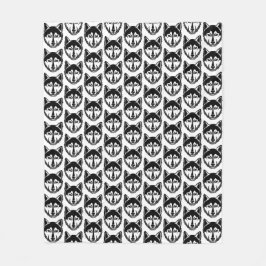 Schwarz-Weiß-Husky-Portrait Lino-Schnittmuster Fleecedecke