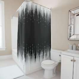 Schwarz-Weiß-Hypnotic-Line-Streaks Art Duschvorhang