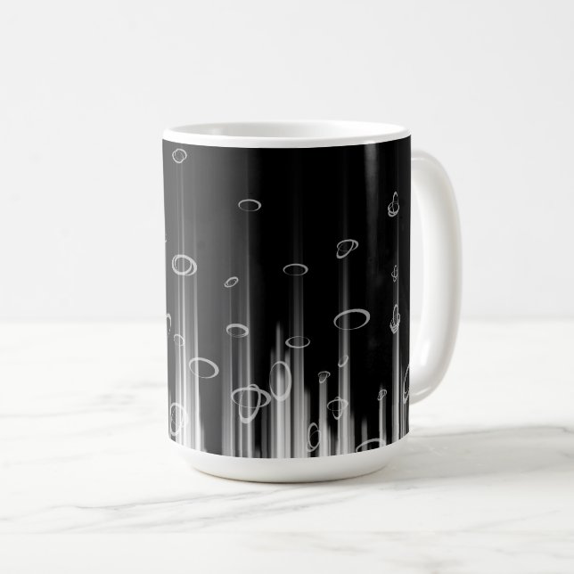 Schwarz-Weiß-Hypnotic-Line-Streaks Art Kaffeetasse (VorderseiteRechts)