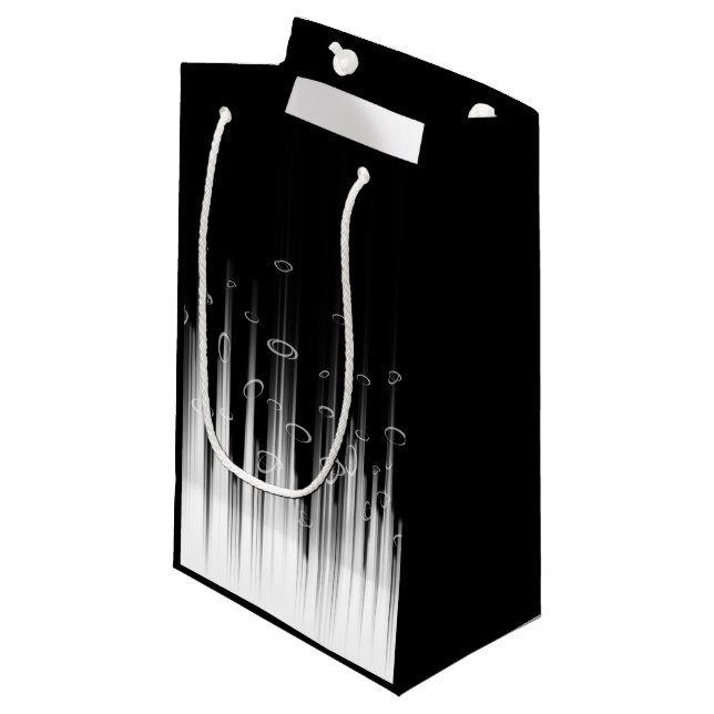 Schwarz-Weiß-Hypnotic-Line-Streaks Art Kleine Geschenktüte (Vorderseite Schrägansicht)