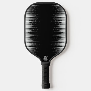 Schwarz-Weiß-Hypnotic-Line-Streaks Art Pickleball Schläger