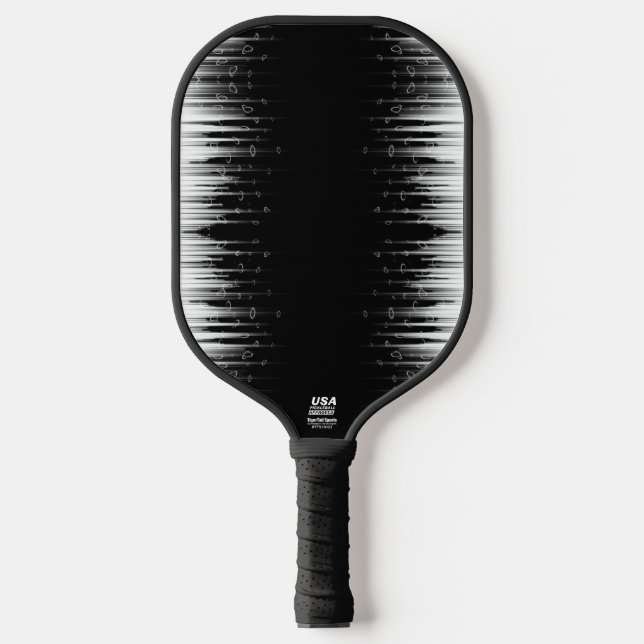 Schwarz-Weiß-Hypnotic-Line-Streaks Art Pickleball Schläger (Vorderseite)
