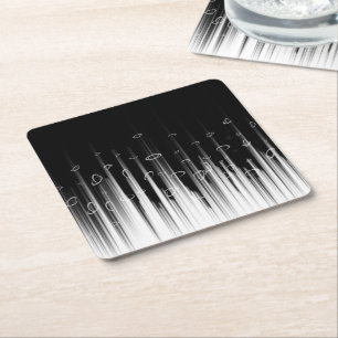 Schwarz-Weiß-Hypnotic-Line-Streaks Art Rechteckiger Pappuntersetzer