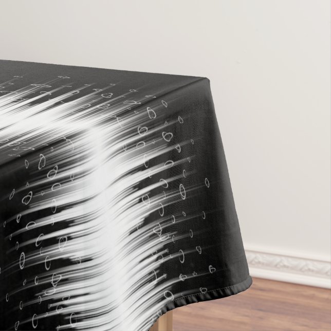 Schwarz-Weiß-Hypnotic-Line-Streaks Art Tischdecke (Beispiel)