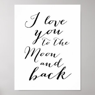 Schwarz-Weiß I love you Poster Druck 8.5x11