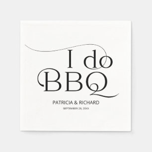 Schwarz-Weiß-Ich-mache-BBQ-Hochzeitsparty Serviette