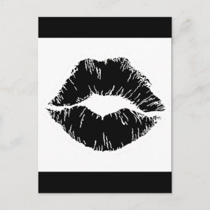 Schwarz-weiß ICON KISS LIPS SMILE FRAUEN MAKEUP Postkarte