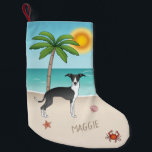 Schwarz-Weiß-Iggy-Hund im tropischen Sommer Beach Kleiner Weihnachtsstrumpf<br><div class="desc">Ein originelles Destei Design,  das die italienische Grauhunde-Rasse hervorhebt. Ideal für Hundefreunde oder für alle,  die dieses geliebte Sightseeing in stilvollem Ambiente feiern möchten.</div>