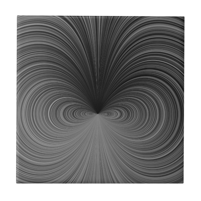 Schwarz-Weiß-Illusion Vortex Tile Fliese (Vorderseite)