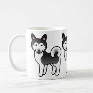 Schwarz-weiß-Illustration eines Alaskan Malamute-H Tasse